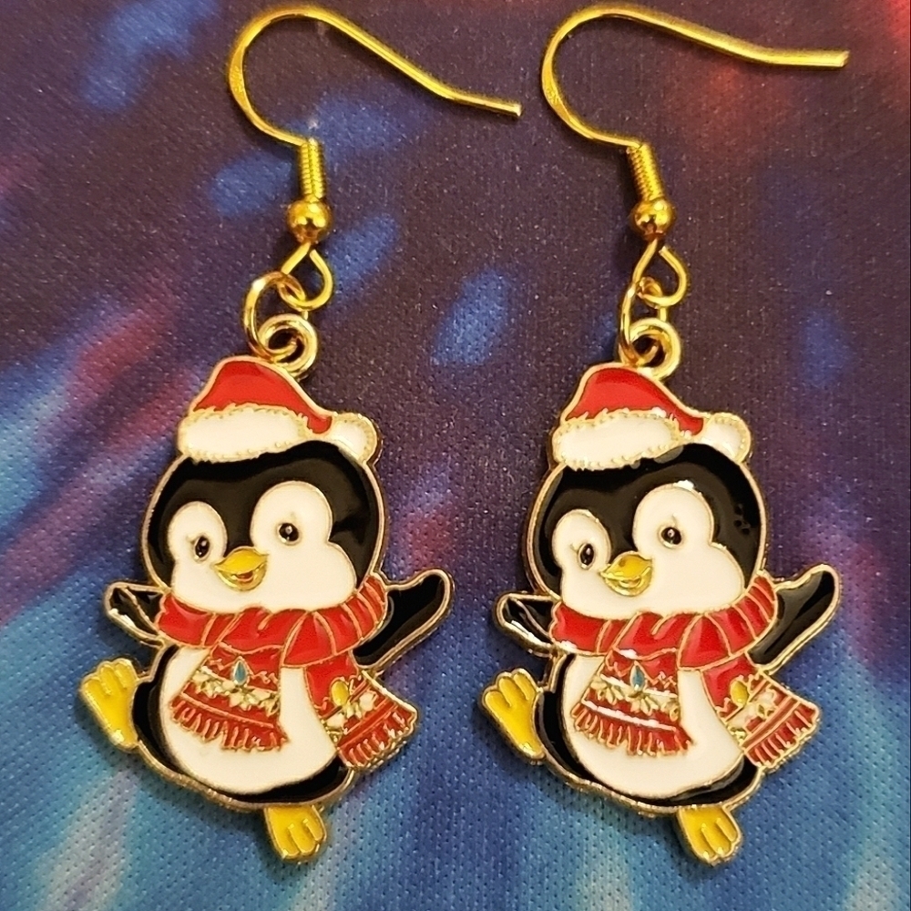 Handmade Christmas Santa Penguin Earrings
